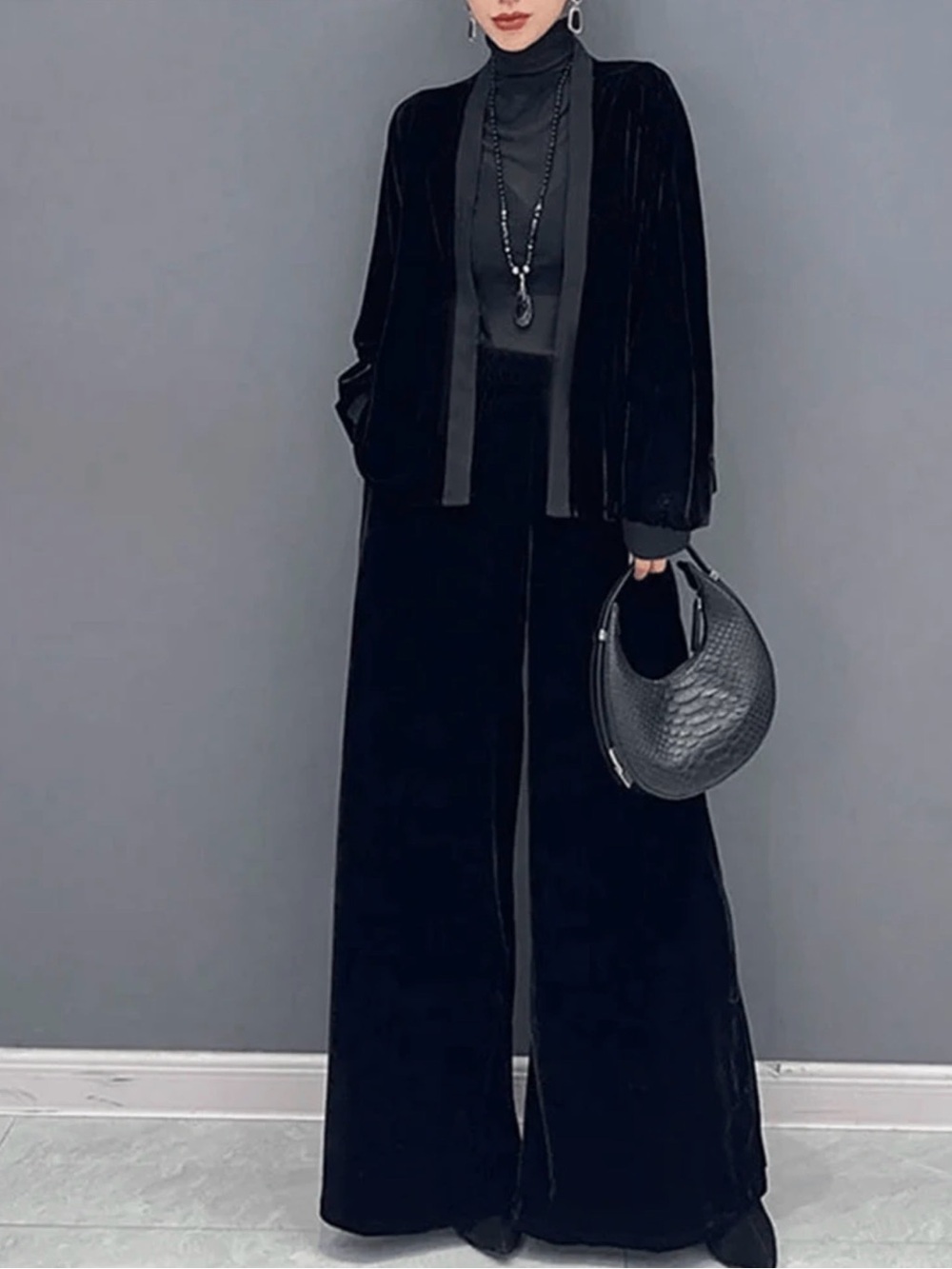 Black Velvet Two-Piece Lounge Set